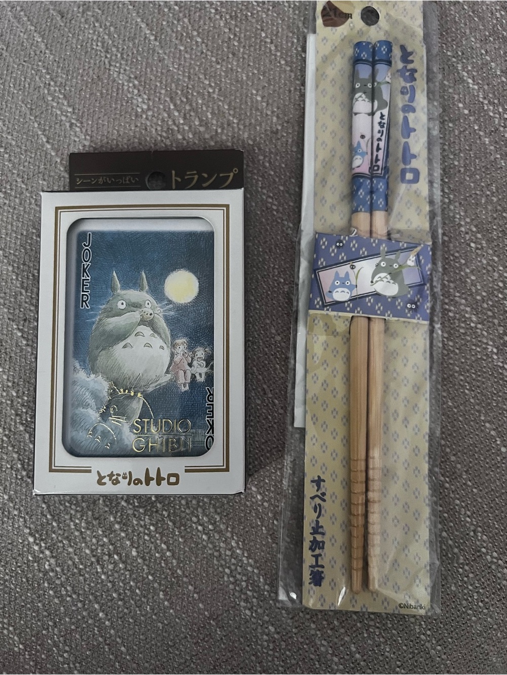 Studio Ghibli Totoro Blue Playing Cards & Chopsticks Set